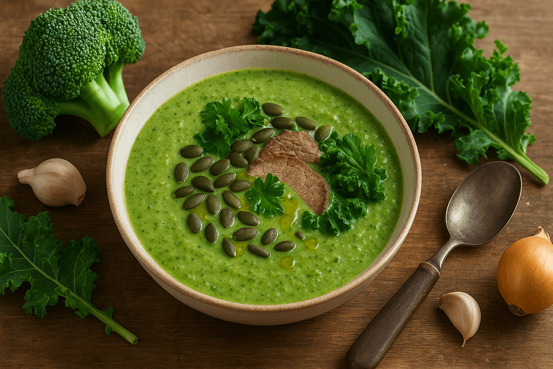 Lecznicza zupa krem z brokuła i jarmużu (Leczniczy Bulion)
